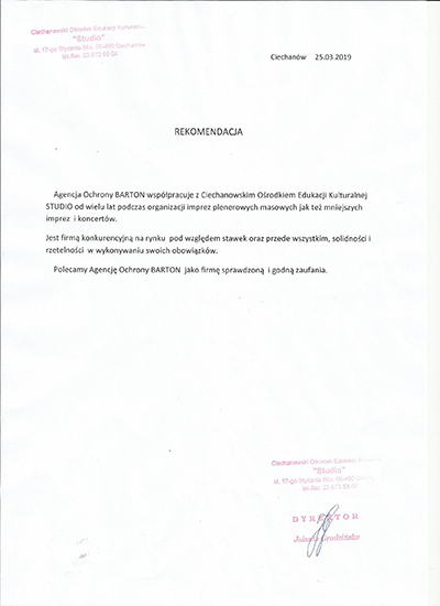 Referencja Agencja Ochrony Barton